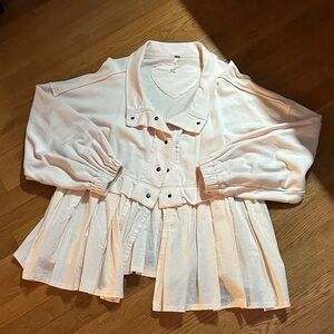 Free People pink/peach snap-Up Sweatshirt